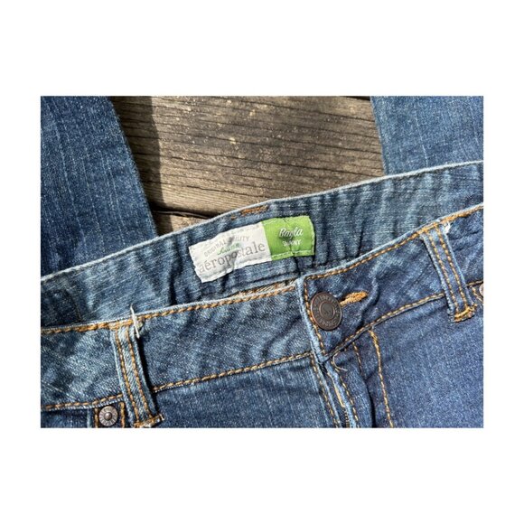 Aeropostale Bayla Skinny Jeans Mid Rise 2009 Stretch Blue Whiskered 5 Pocket - Picture 2 of 5